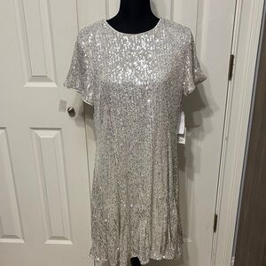 CeCe Short Sleeve Sequin Dress